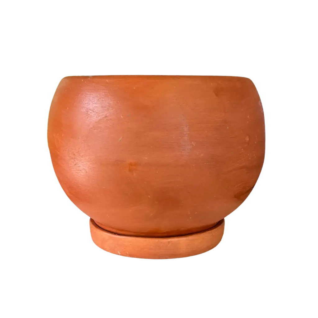 Maceta de Barro: Nombre "Esfera Mediana"c/plato (Natural)