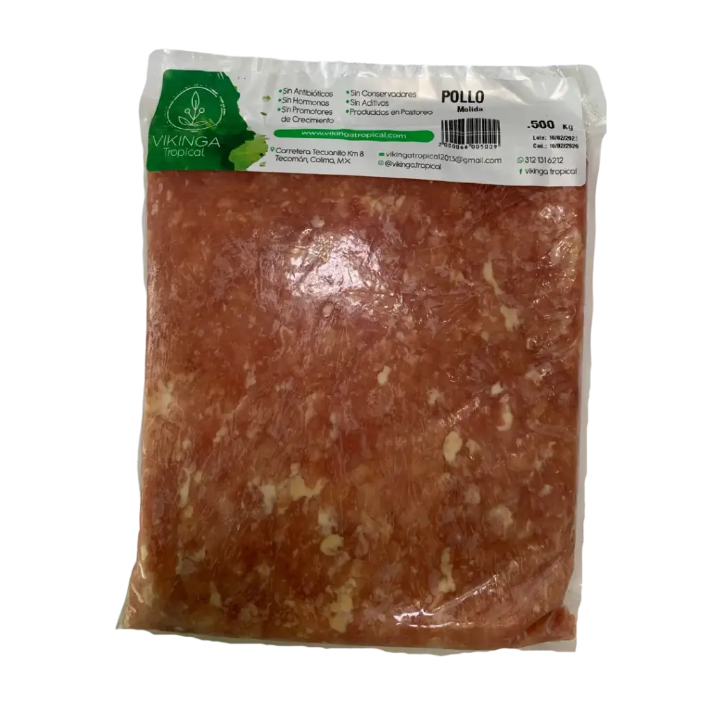 Molida de Pollo Libre Pastoreo 500gr Congelado Vikinga Tropical
